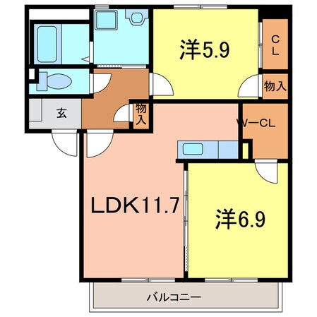 リバーサイド一ツ木の物件間取画像